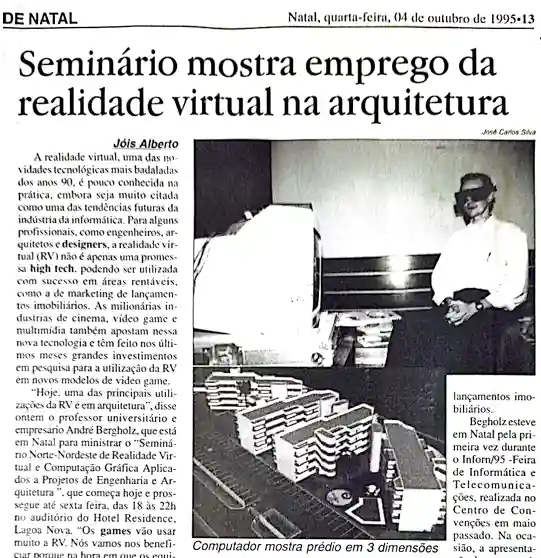 Jornal de Natal, 04/10/1995 — “Seminário mostra emprego da realidade virtual na arquitetura”